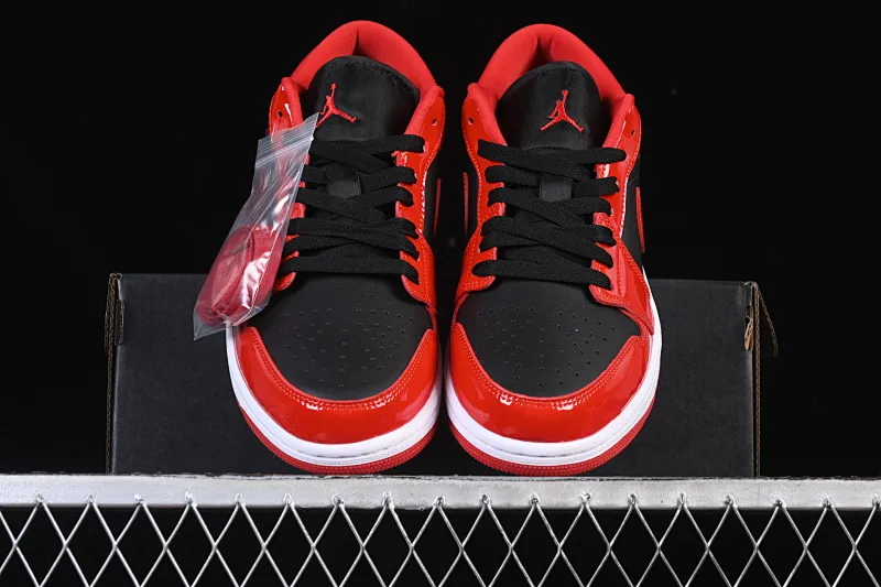 All categories Air Jordan Jordan series basketball shoes Air Jordan 1 Low Air Jordan 1 Low AJ1 Joe 1 patent leather black and red low-top cultural casual sneakers HV4089-006